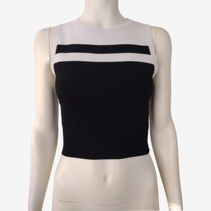 Forever 21 Black White Color Block Sleeveless Smooth Knit Cropped Top S